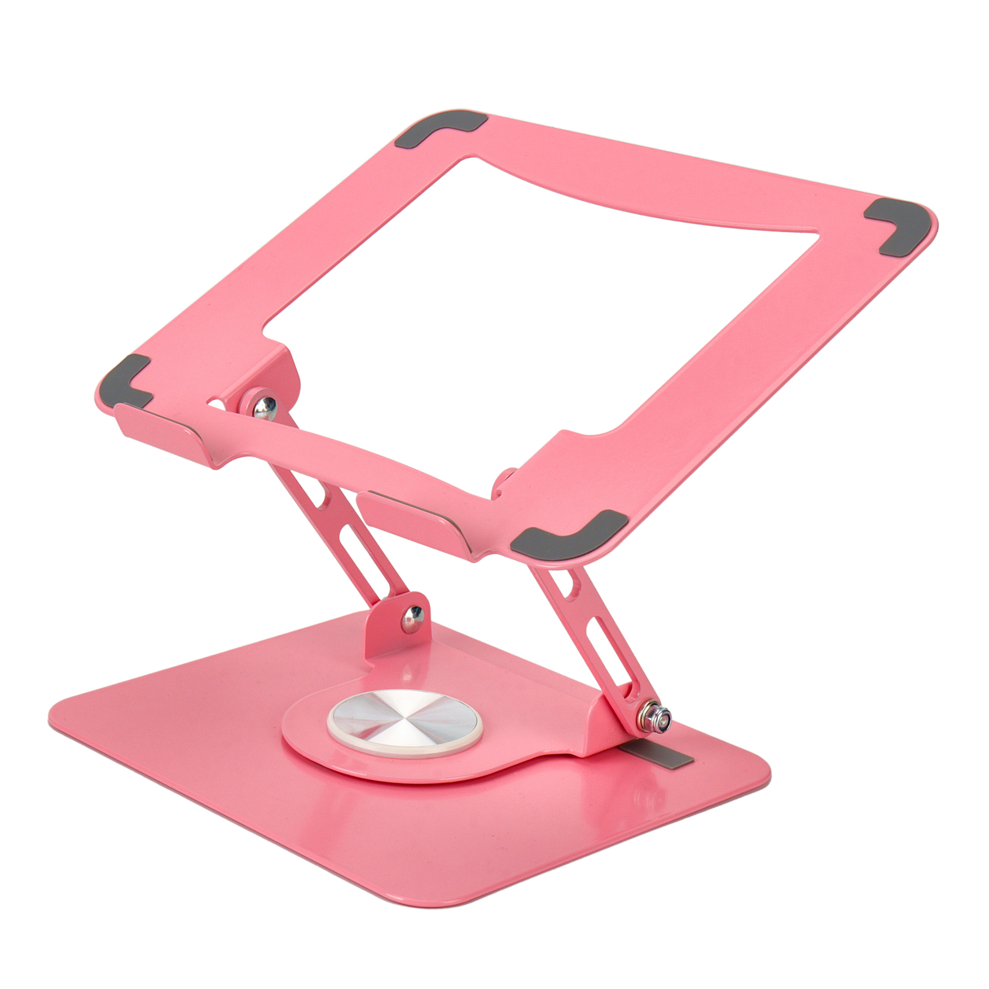 Uncaged Ergonomics, Adjustable Swivel Laptop Stand for Desk, Shelves (qty.) 1 Drawers (qty.) 0 Model# SLS-RoseGold
